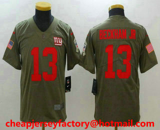 Youth New York Giants #13 Odell Beckham Jr Olive 2017 Salute To Service Stitched NFL Nike Limited Jersey