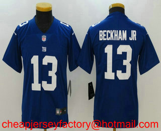 Youth New York Giants #13 Odell Beckham Jr Royal Blue 2017 Vapor Untouchable Stitched NFL Nike Limited Jersey
