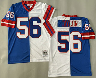 Youth New York Giants #56 Lawrence Taylor Blue White Split Throwback Jersey