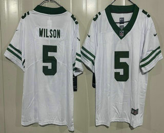 Youth New York Jets #5 Garrett Wilson Limited White Vapor Jersey
