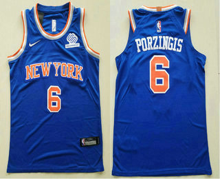 Youth New York Knicks #6 Kristaps Porzingis New Blue 2017-2018 Nike Authentic Squarespace Stitched NBA Jersey