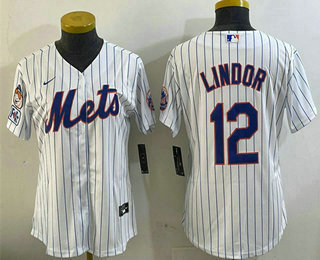 Youth New York Mets #12 Francisco Lindor White 2025 Spring Training Cool Base Stitched Jersey
