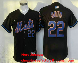 Youth New York Mets #22 Juan Soto Number Black Limited Stitched Jersey