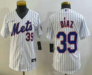 Youth New York Mets #39 Edwin Diaz Number White Stitched Cool Base Nike Jersey