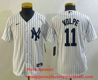Youth New York Yankees #11 Anthony Volpe White Stitched MLB Cool Base Nike Jersey