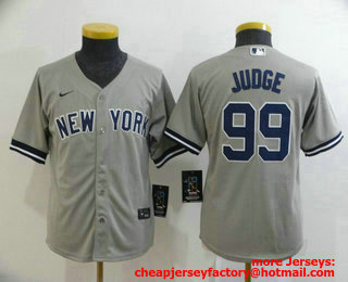 Youth New York Yankees #99 Aaron Judge Gray Stitched MLB Cool Base Nike Jersey
