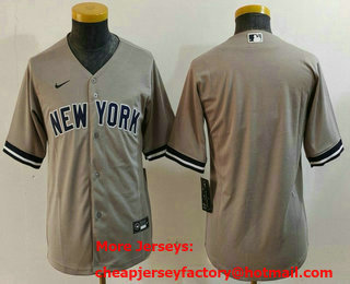 Youth New York Yankees Blank Gray Stitched Cool Base Nike Jersey