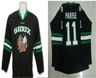 Youth North Dakota Fighting Sioux #11 Zach Parise Black Stitched College Ice Hockey Jersey