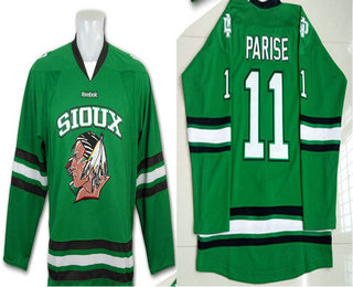 Youth North Dakota Fighting Sioux #11 Zach Parise Green Stitched College Ice Hockey Jersey