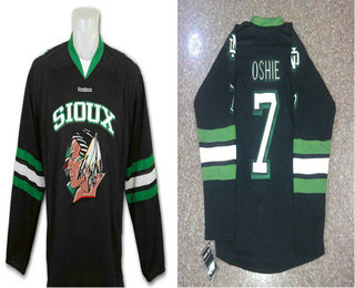 Youth North Dakota Fighting Sioux #7 T.J. Oshie Black Stitched College Ice Hockey Jersey