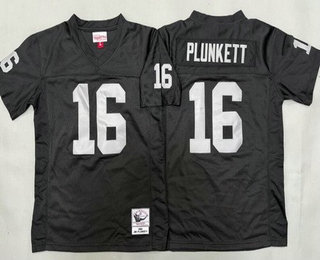 Youth Oakland Raiders #16 Jim Plunkett Black 1980 Throwback Jersey