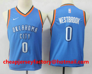 Youth Oklahoma City Thunder #0 Russell Westbrook New Royal Blue 2017-2018 Nike Swingman Stitched NBA Jersey