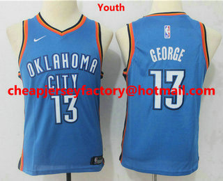 Youth Oklahoma City Thunder #13 Paul George New Royal Blue 2017-2018 Nike Swingman Stitched NBA Jersey