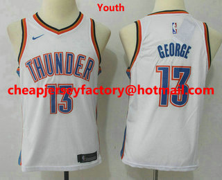 Youth Oklahoma City Thunder #13 Paul George New White 2017-2018 Nike Swingman Stitched NBA Jersey
