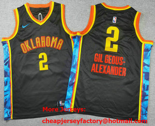 Youth Oklahoma City Thunder #2 Shai Gilgeous Alexander Black 2024 City Edition Stitched Jersey