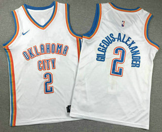 Youth Oklahoma City Thunder #2 Shai Gilgeous-Alexander White Icon Swingman Jersey