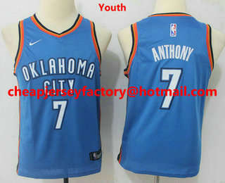 Youth Oklahoma City Thunder #7 Carmelo Anthony New Royal Blue 2017-2018 Nike Swingman Stitched NBA Jersey