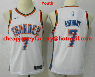 Youth Oklahoma City Thunder #7 Carmelo Anthony New White 2017-2018 Nike Swingman Stitched NBA Jersey