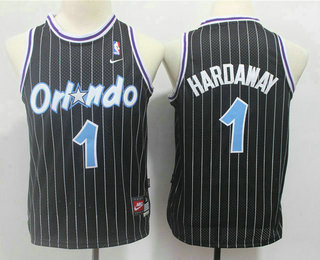 Youth Orlando Magic #1 Penny Hardaway Black Hardwood Classics Soul Swingman Throwback Jersey