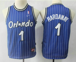 Youth Orlando Magic #1 Penny Hardaway Blue Hardwood Classics Soul Swingman Throwback Jersey