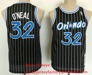 Youth Orlando Magic #32 Shaquille Oneal 1994-95 Black Hardwood Classics Soul Swingman Throwback Jersey