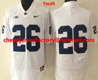 Youth Penn State Nittany Lions #26 Saquon Barkley No Name White Nike College Football Stitched NCAA Jersey