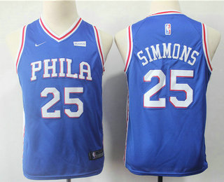 Youth Philadelphia 76ers #25 Ben Simmons Blue 2017-2018 Nike Swingman Stubhub Stitched NBA Jersey
