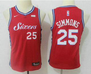 Youth Philadelphia 76ers #25 Ben Simmons Red 2017-2018 Nike Swingman Stubhub Stitched NBA Jersey
