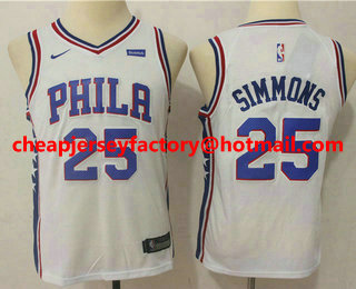 Youth Philadelphia 76ers #25 Ben Simmons White 2017-2018 Nike Swingman Stubhub Stitched NBA Jersey