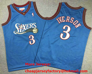 Youth Philadelphia 76ers #3 Allen Iverson Blue 1997 Hollywood Classic Swingman Jersey