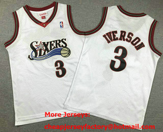 Youth Philadelphia 76ers #3 Allen Iverson White 1997 Hollywood Classic Swingman Jersey