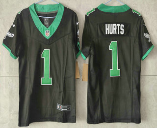 Youth Philadelphia Eagles #1 Jalen Hurts Limited Black Alternate FUSE Vapor Jersey