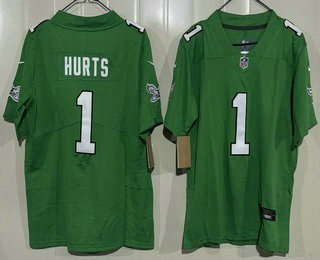 Youth Philadelphia Eagles #1 Jalen Hurts Limited Kelly Green Vapor Jersey