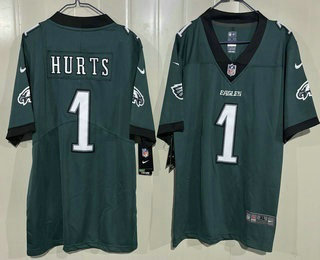 Youth Philadelphia Eagles #1 Jalen Hurts Limited Midnight Green Vapor Jersey