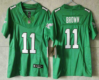 Youth Philadelphia Eagles #11 AJ Brown Green FUSE Vapor Limited Throwback Stitched Jersey