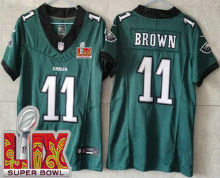 Youth Philadelphia Eagles #11 AJ Brown Limited Green Super Bowl LIX Vapor FUSE Jersey