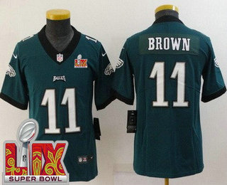 Youth Philadelphia Eagles #11 AJ Brown Limited Green Super Bowl LIX Vapor Jersey
