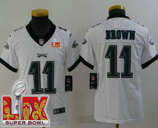 Youth Philadelphia Eagles #11 AJ Brown Limited White Super Bowl LIX Vapor Jersey