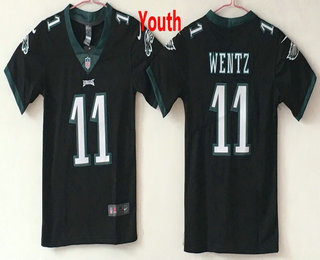 Youth Philadelphia Eagles #11 Carson Wentz Black 2017 Vapor Untouchable Stitched NFL Nike Limited Jersey