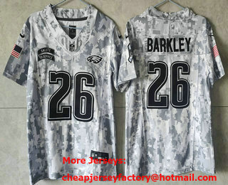 Youth Philadelphia Eagles #26 Saquon Barkley 2024 FUSE Arctic Camo Salute to Service Limited Stitched Jersey