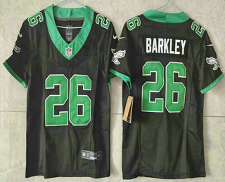 Youth Philadelphia Eagles #26 Saquon Barkley Black FUSE Vapor Limited Throwback Stitched Jersey