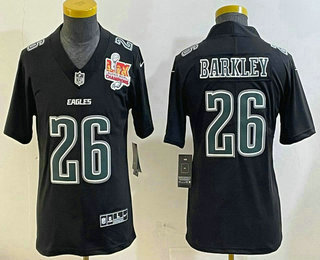 Youth Philadelphia Eagles #26 Saquon Barkley Limited Black Fashion Super Bowl LIX Champions Vapor Jersey