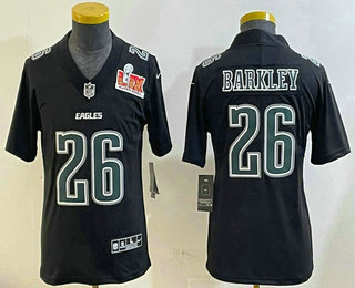 Youth Philadelphia Eagles #26 Saquon Barkley Limited Black Fashion Super Bowl LIX Vapor Jersey