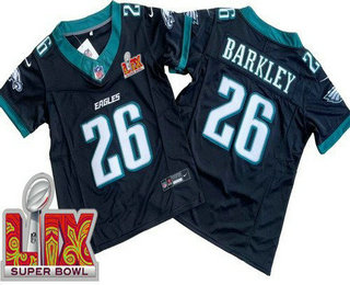 Youth Philadelphia Eagles #26 Saquon Barkley Limited Black Super Bowl LIX Vapor FUSE Jersey