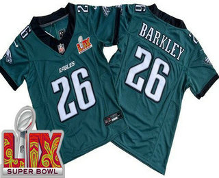 Youth Philadelphia Eagles #26 Saquon Barkley Limited Green Super Bowl LIX Vapor FUSE Jersey