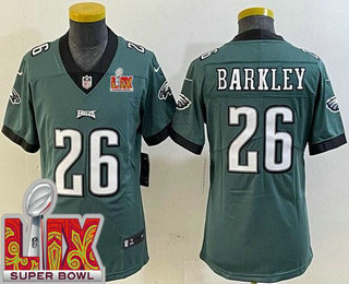 Youth Philadelphia Eagles #26 Saquon Barkley Limited Green Super Bowl LIX Vapor Jersey
