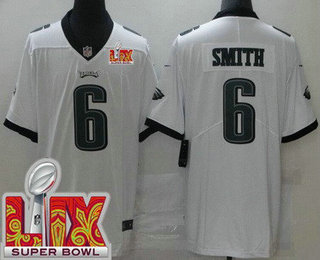 Youth Philadelphia Eagles #6 DeVonta Smith Limited White Super Bowl LIX Vapor Jersey