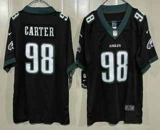 Youth Philadelphia Eagles #98 Jalen Carter Limited Black Vapor Jersey