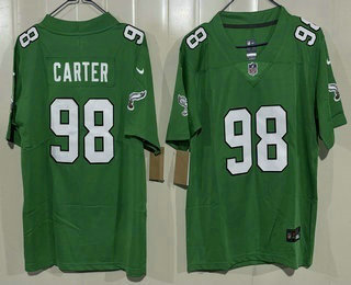 Youth Philadelphia Eagles #98 Jalen Carter Limited Kelly Green Vapor Jersey