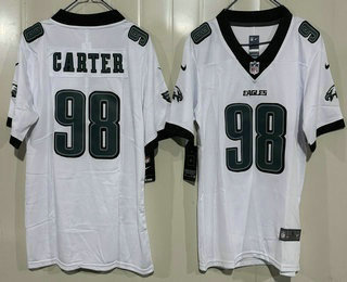 Youth Philadelphia Eagles #98 Jalen Carter Limited White Vapor Jersey